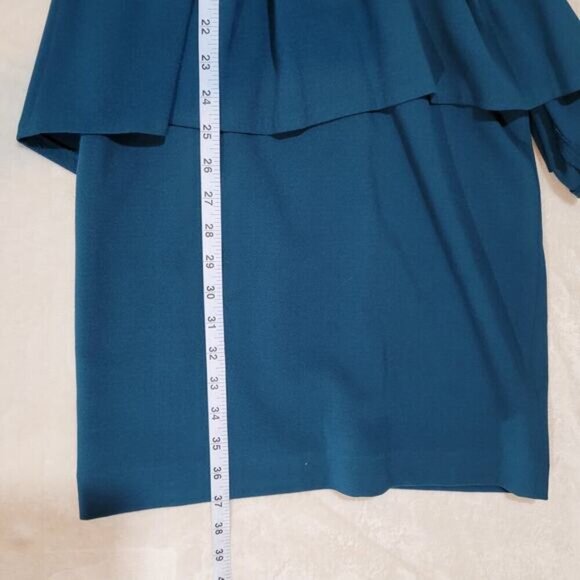 W118 by Walter Baker Teal Peplum Dress Lace and‎ Vegan Leather Trim - Size XS - Picture 6 of 8